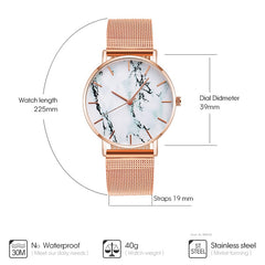 Fashion Rose Gold Mesh Band Creative Marble Female Wrist Watch Luxury Women Quartz Watches Gifts Relogio Feminino